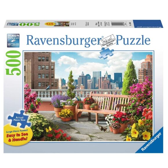 New sealed Ravensburger 500 pcs Large Format Puzzle-Rooftop Garden - Picture 1 of 11